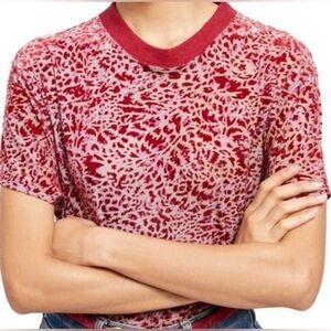 NWOT We The Free / Free People Velvet Burnout Teddy Tee Berry Combo - M